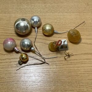 Vintage Small Christmas Ornaments Mixed Lot Various Colors Shapes Mercury Glass